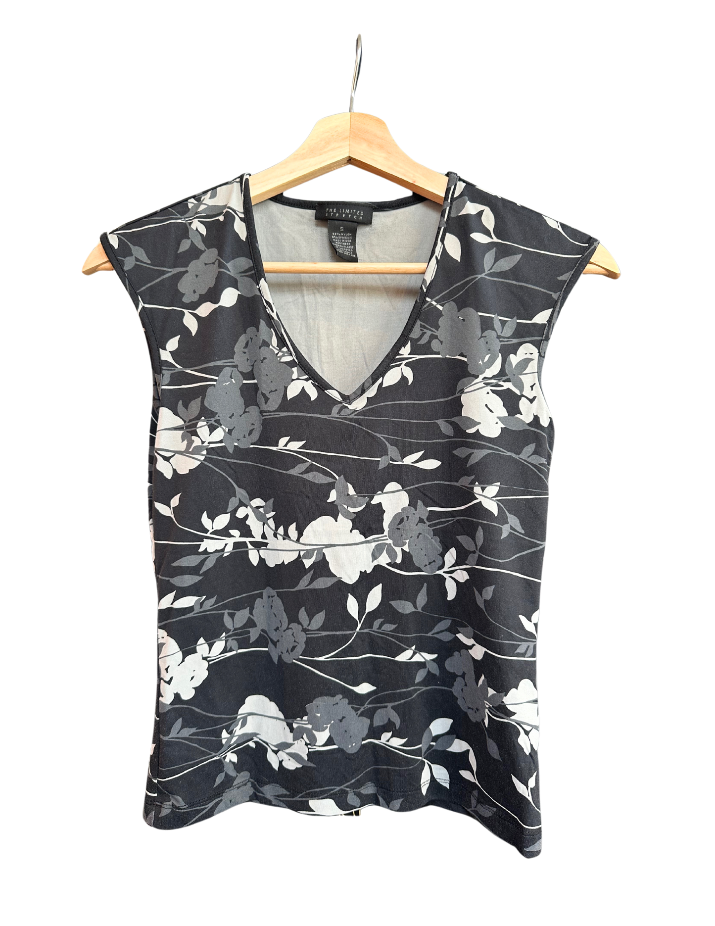 BLACK FLORAL CAP SLEEVE TOP SMALL