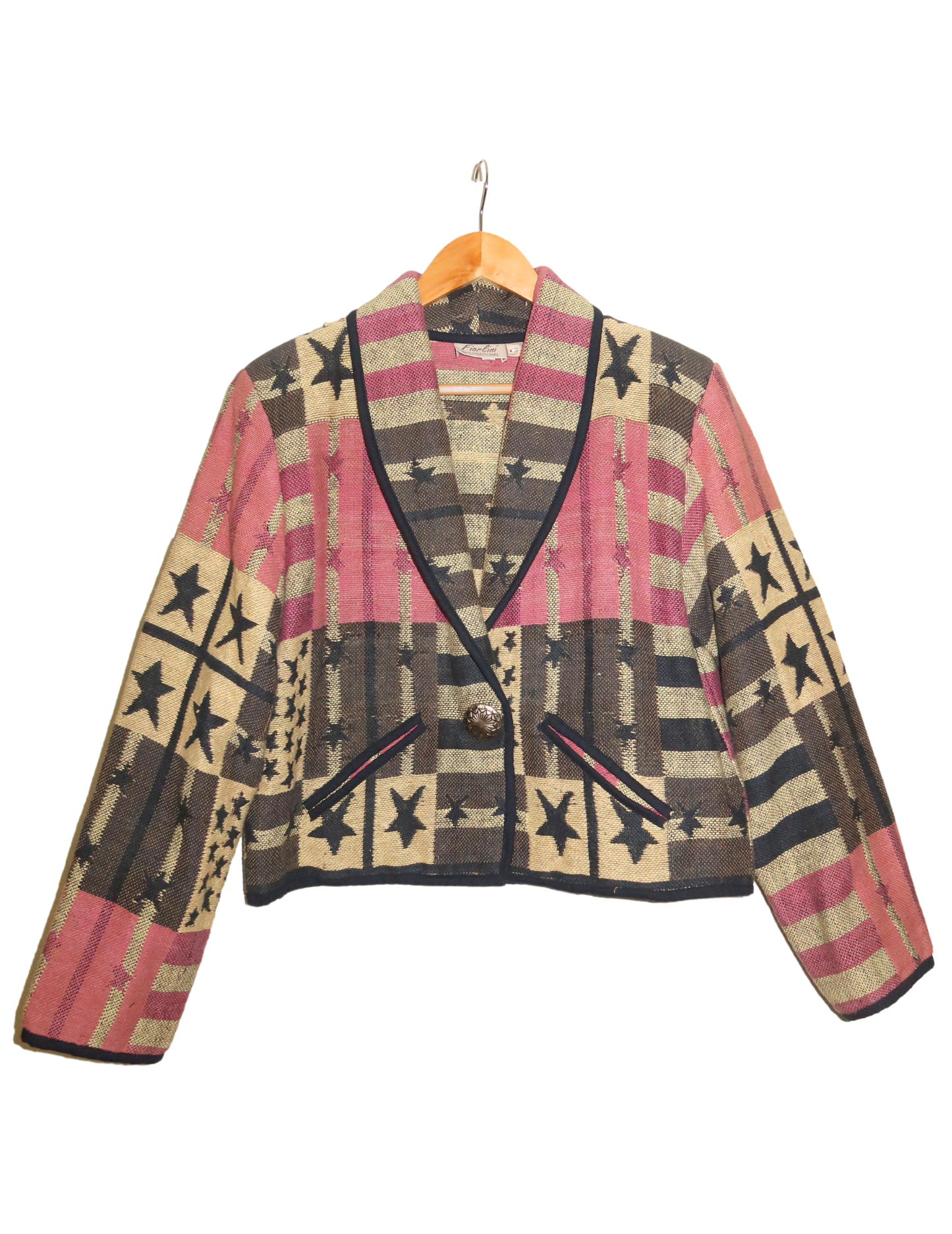 PINK AND NAVY STAR BLAZER MEDIUM
