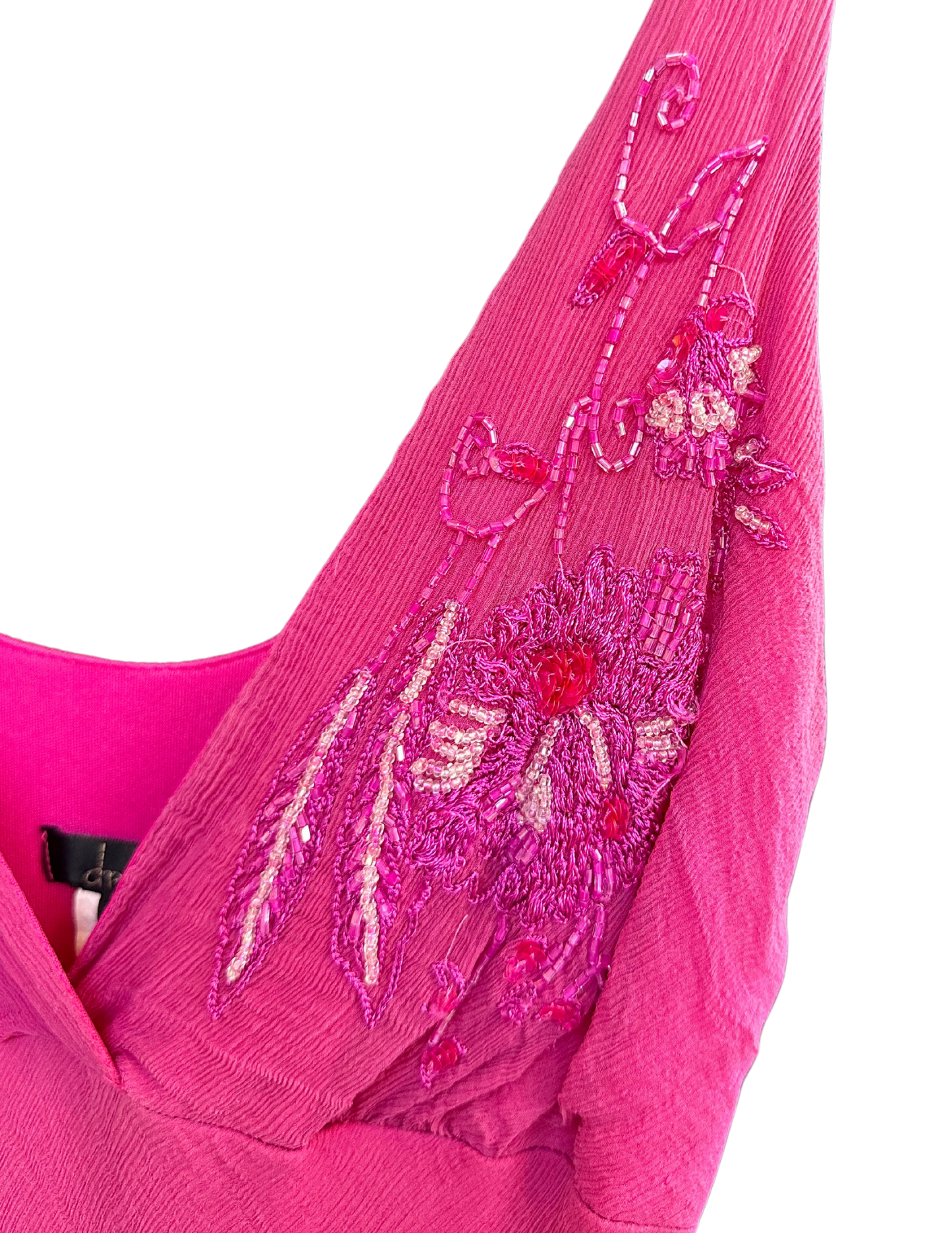 FUCHSIA PINK BEADED MIDI DRESS SIZE 2