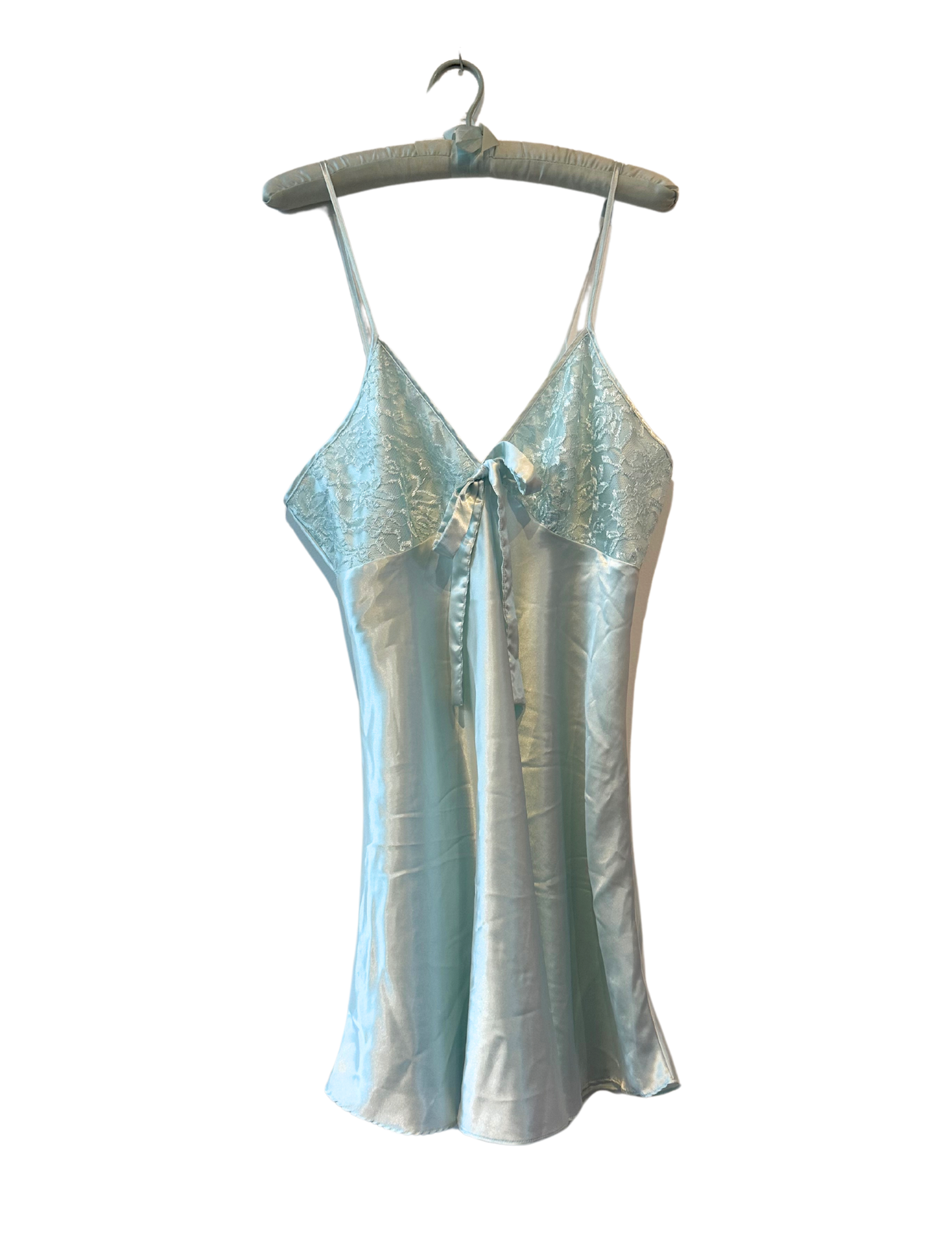 SEA FOAM LACE AND BOW DETAIL SLIP LARGE