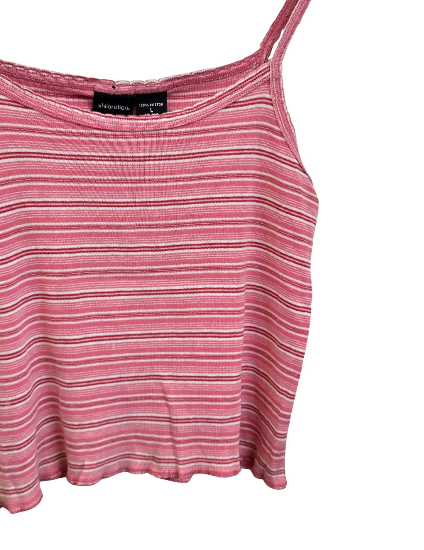 RED AND PINK SCALLOP STRIPE TANK XS