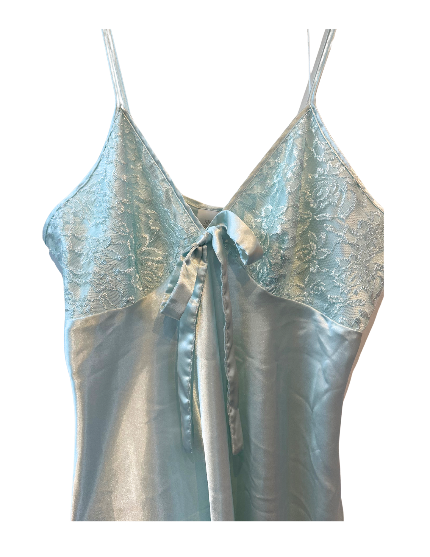 SEA FOAM LACE AND BOW DETAIL SLIP LARGE