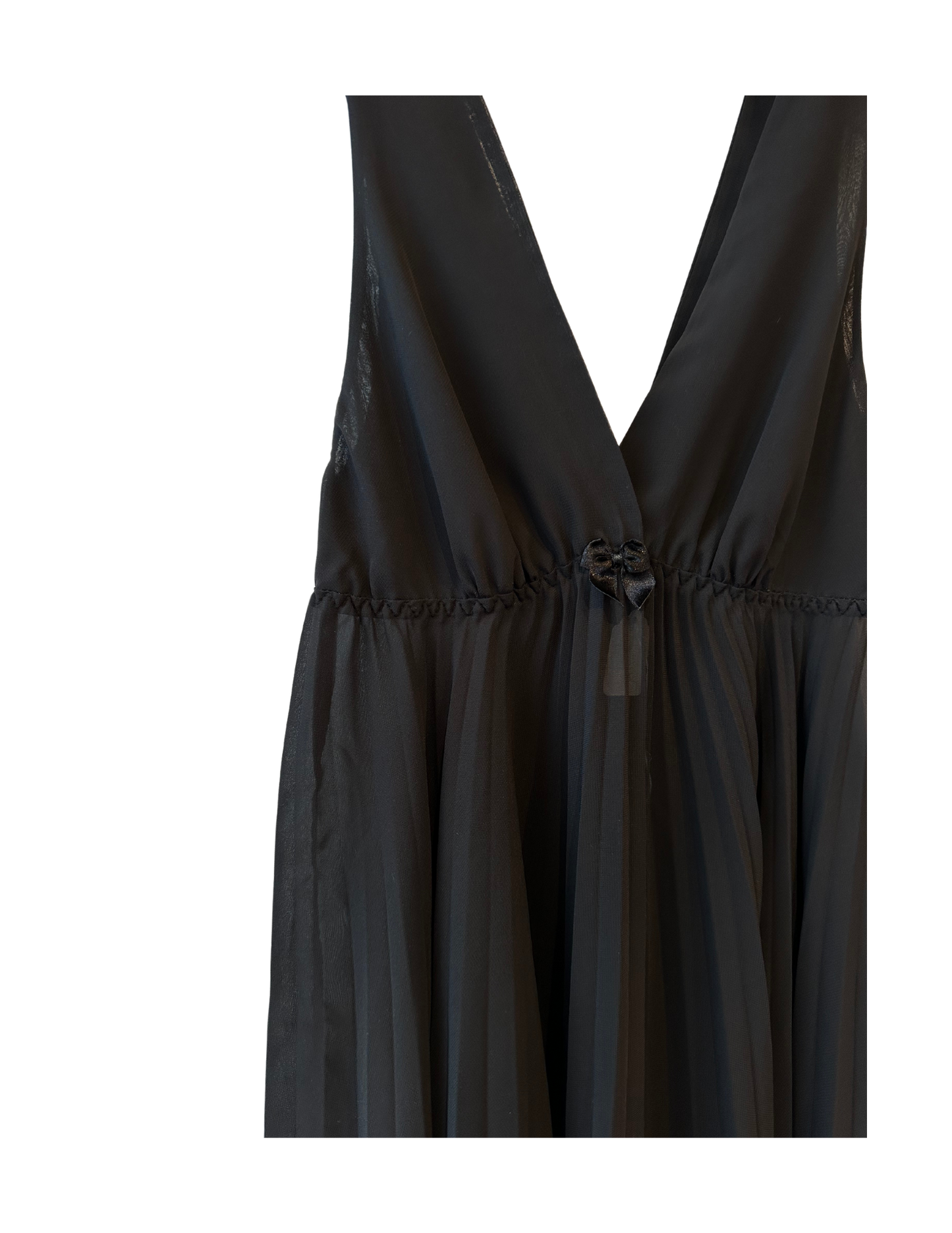 BLACK SHEER PLEATED SLIP SMALL