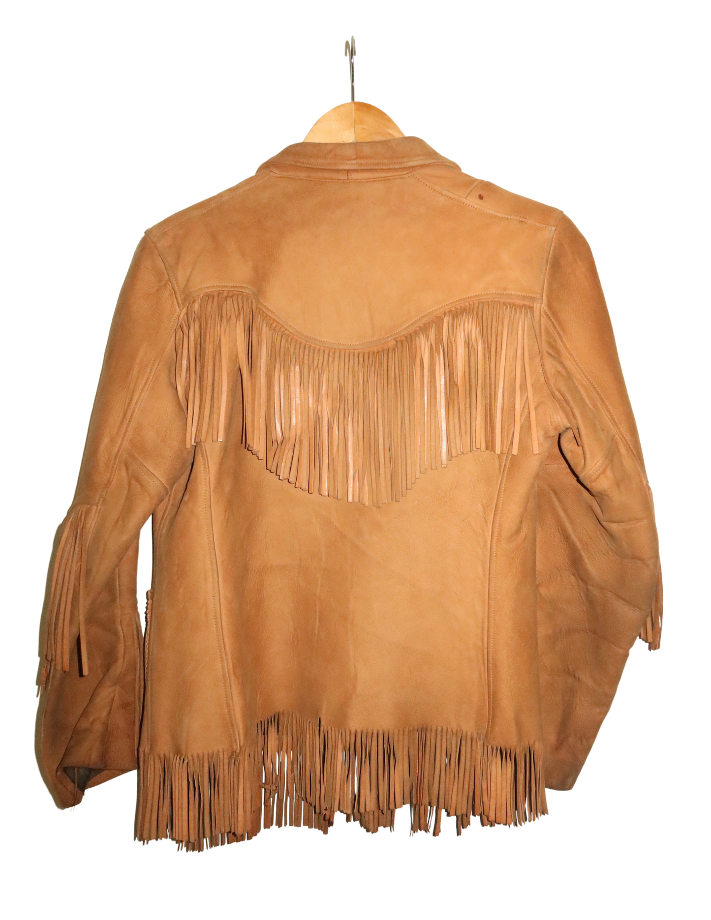 CHESTNUT LEATHER FRINGE BLAZER S/M