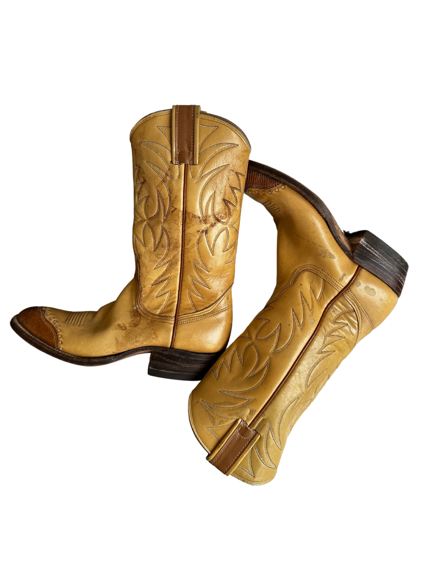 TAN AND BROWN COWBOY BOOTS SIZE 5