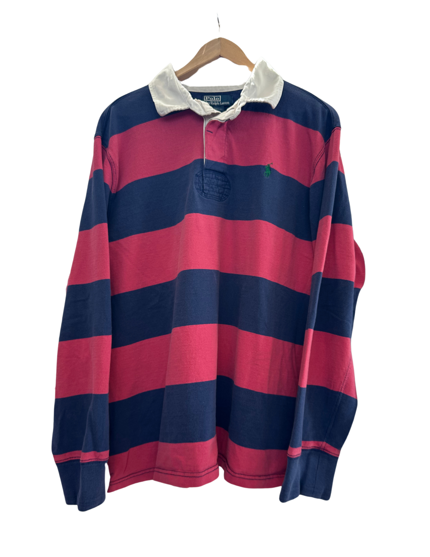 NAVY AND RED RALPH LAUREN RUBGY SHIRT LARGE