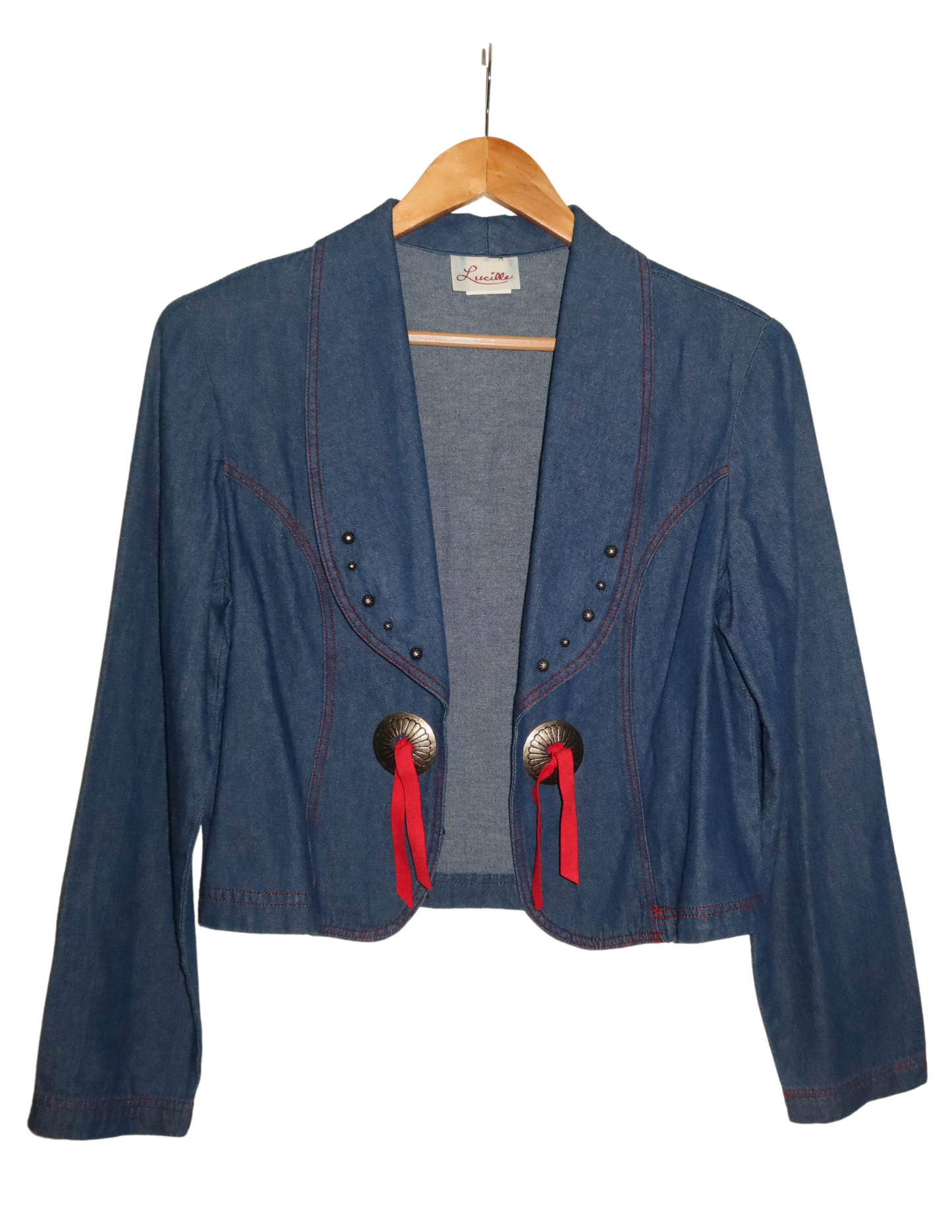 DENIM RED CONCHO DETAIL JACKET MEDIUM