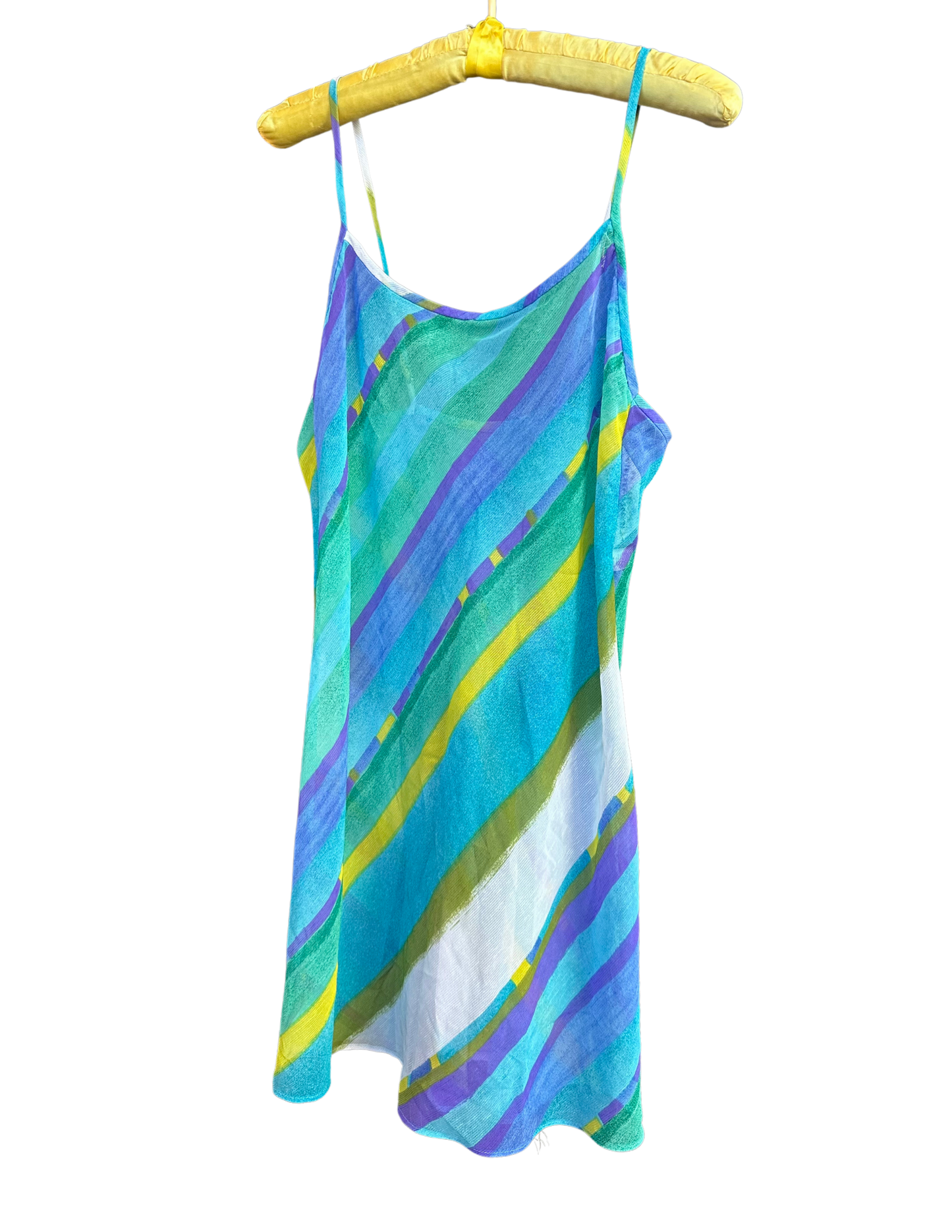 BLUE TONE STRIPED SHEER DRESS MEDIUM