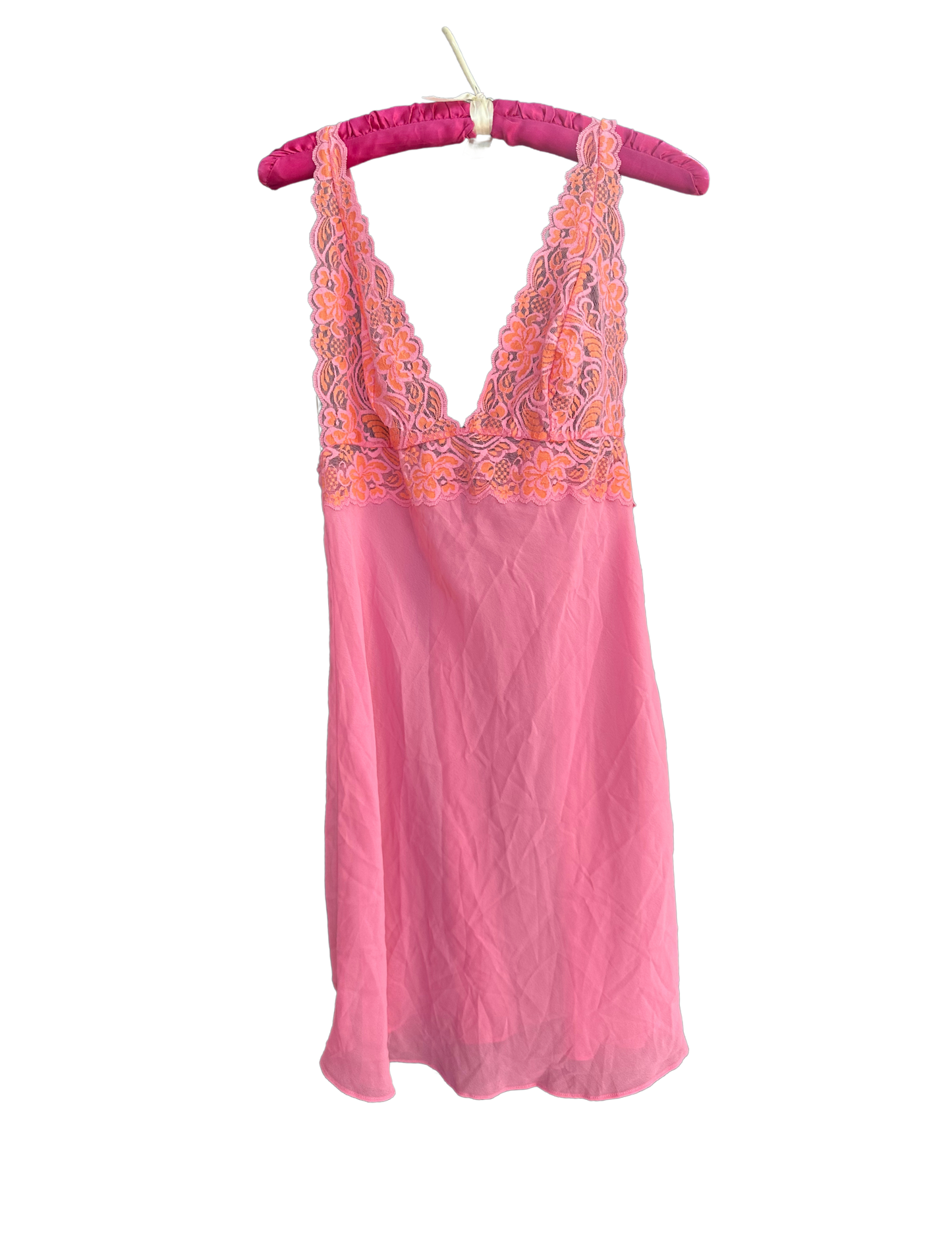 ORANGE AND PINK LACE SLIP DRESS M/L