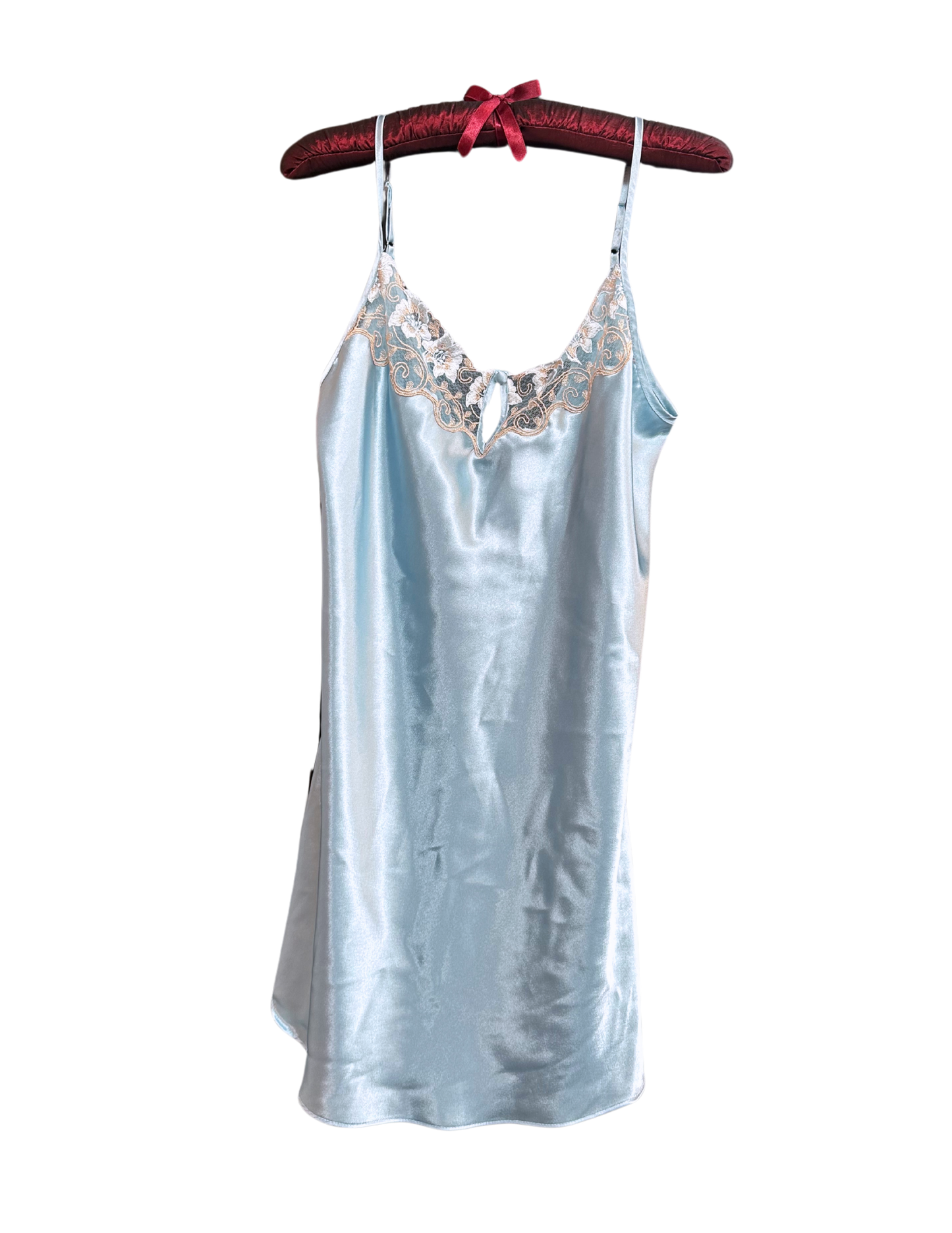 SKY BLUE WHITE LACE SLIP DRESS LARGE