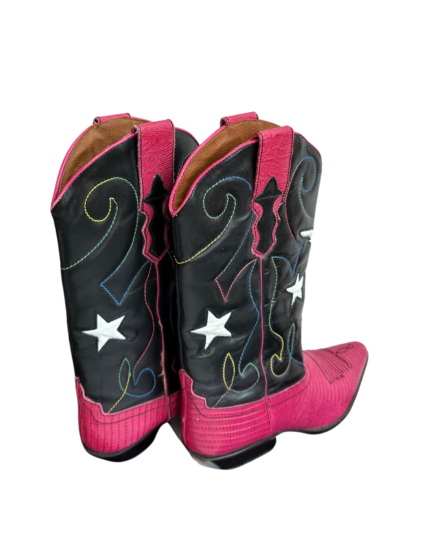 PINK AND BLACK MULTI STITCH STEER SIZE 6.5