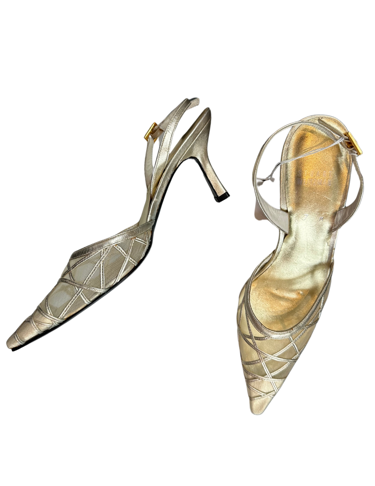 GOLD STUART WEITZMAN KITTEN HEELS SIZE 7