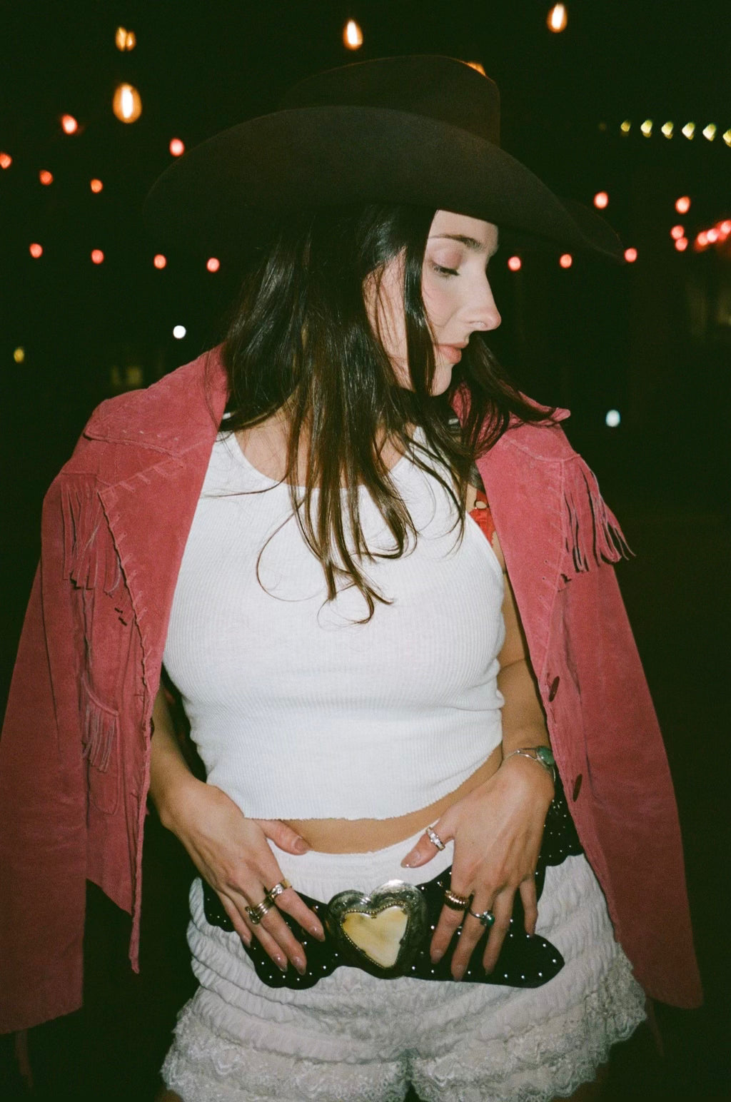 DARK PINK SUEDE FRINGE JACKET