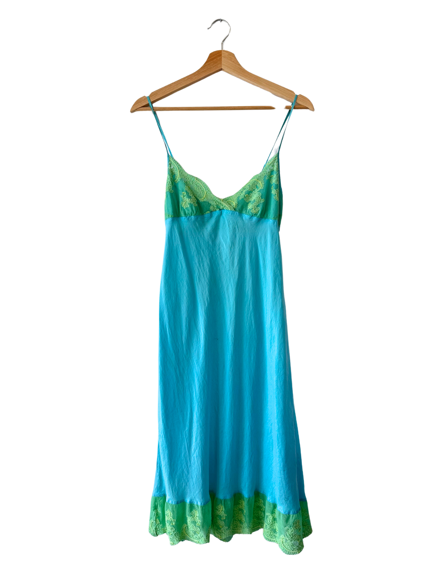 TURQUOISE AND LIME LACE MIDI SLIP MEDIUM