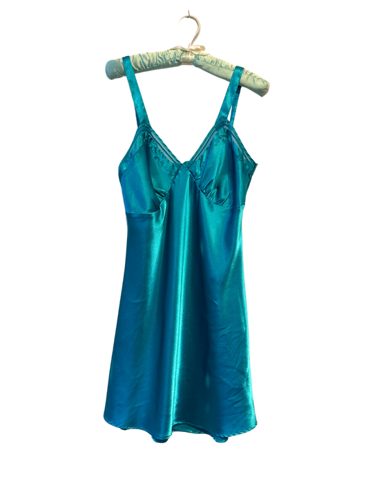 TEAL SATIN SLIP SMALL