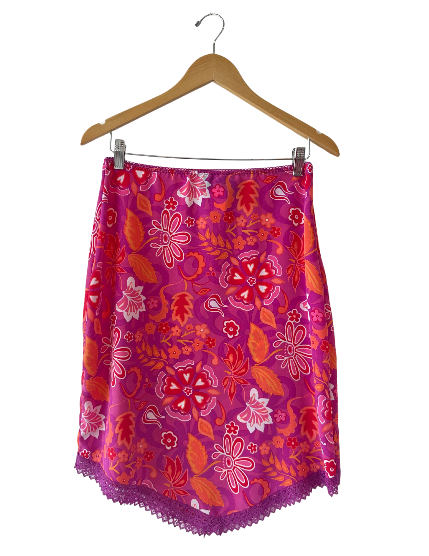 FUCHSIA AND ORANGE TO-THE-KNEE SKIRT MEDIUM