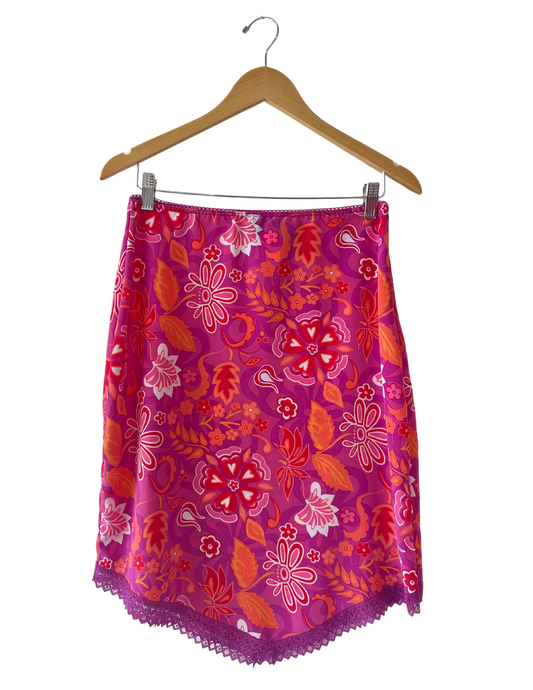 FUCHSIA AND ORANGE TO-THE-KNEE SKIRT MEDIUM