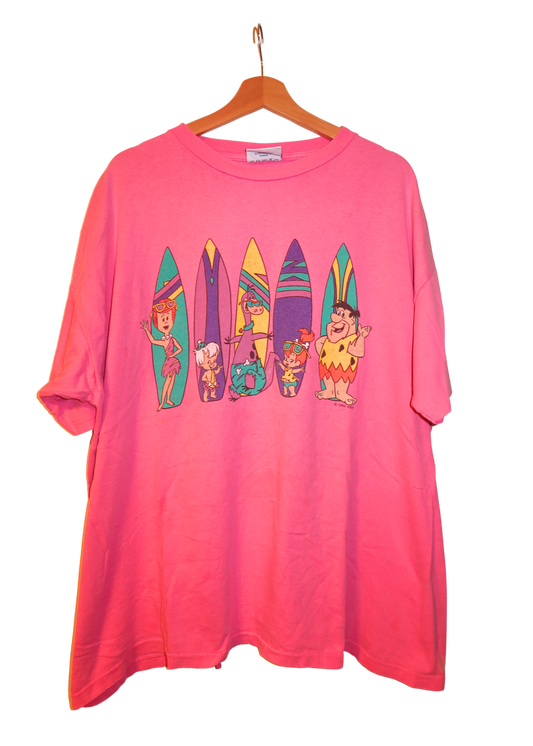 BUBBLEGUM PINK FLINTSTONES SURF TSHIRT 2XL