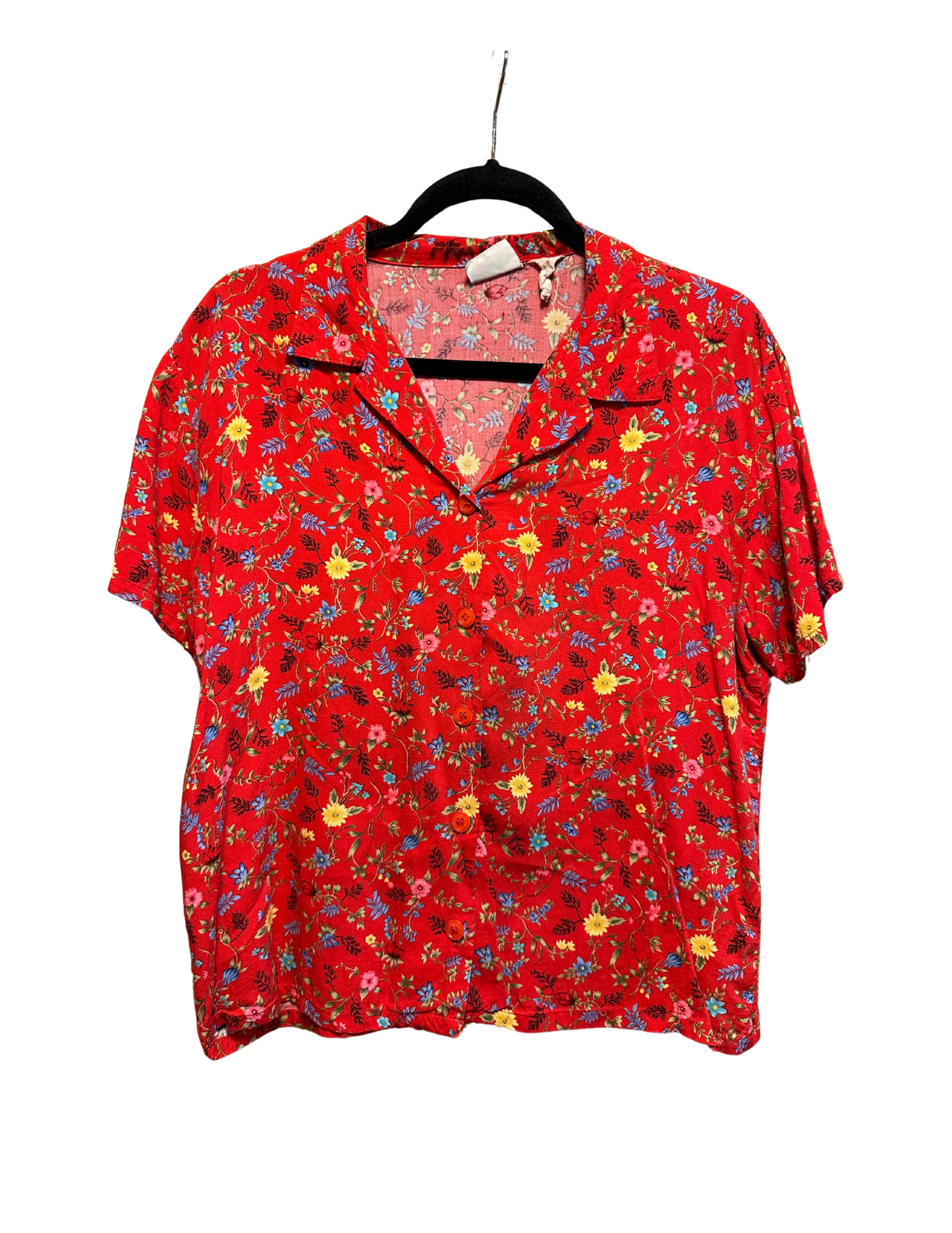 RED FLORAL BUTTON DOWN SMALL