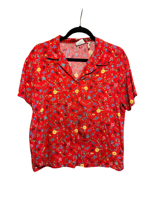 RED FLORAL BUTTON DOWN SMALL