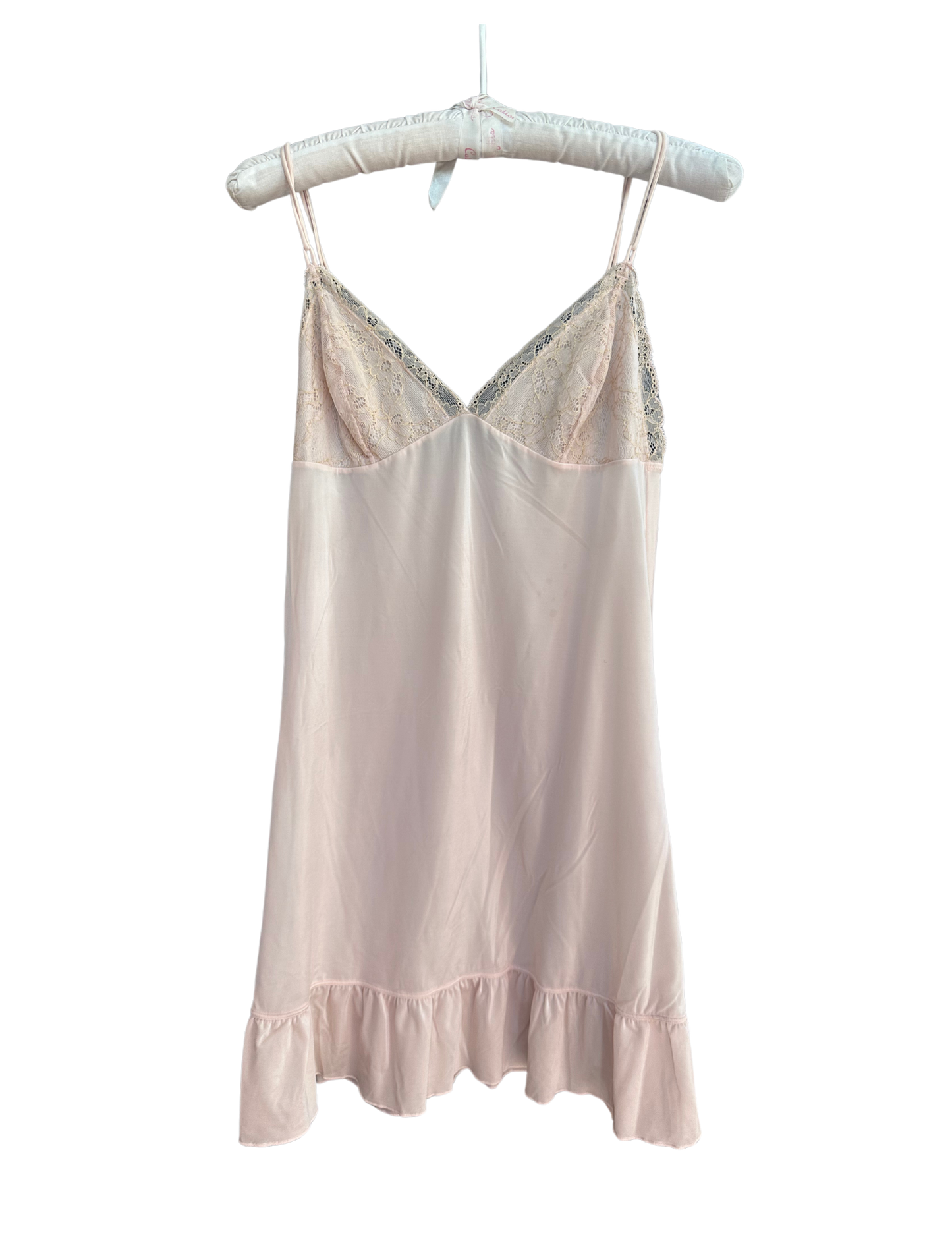 PALE PINK RUFFLE SLIP DRESS XS/S