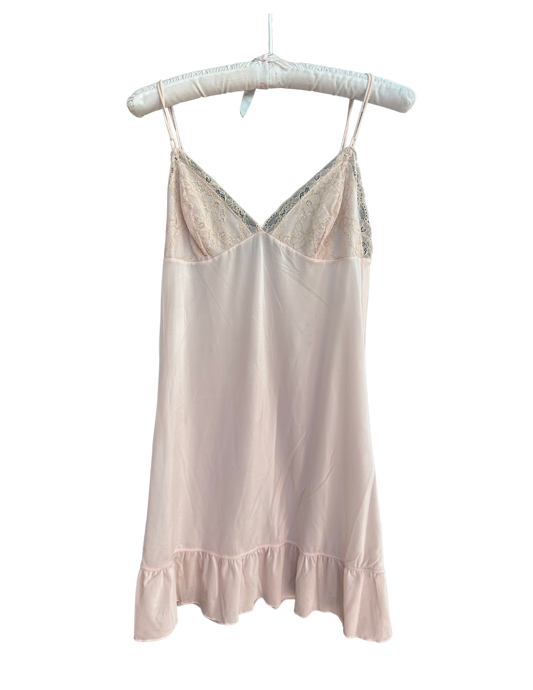 PALE PINK RUFFLE SLIP DRESS XS/S