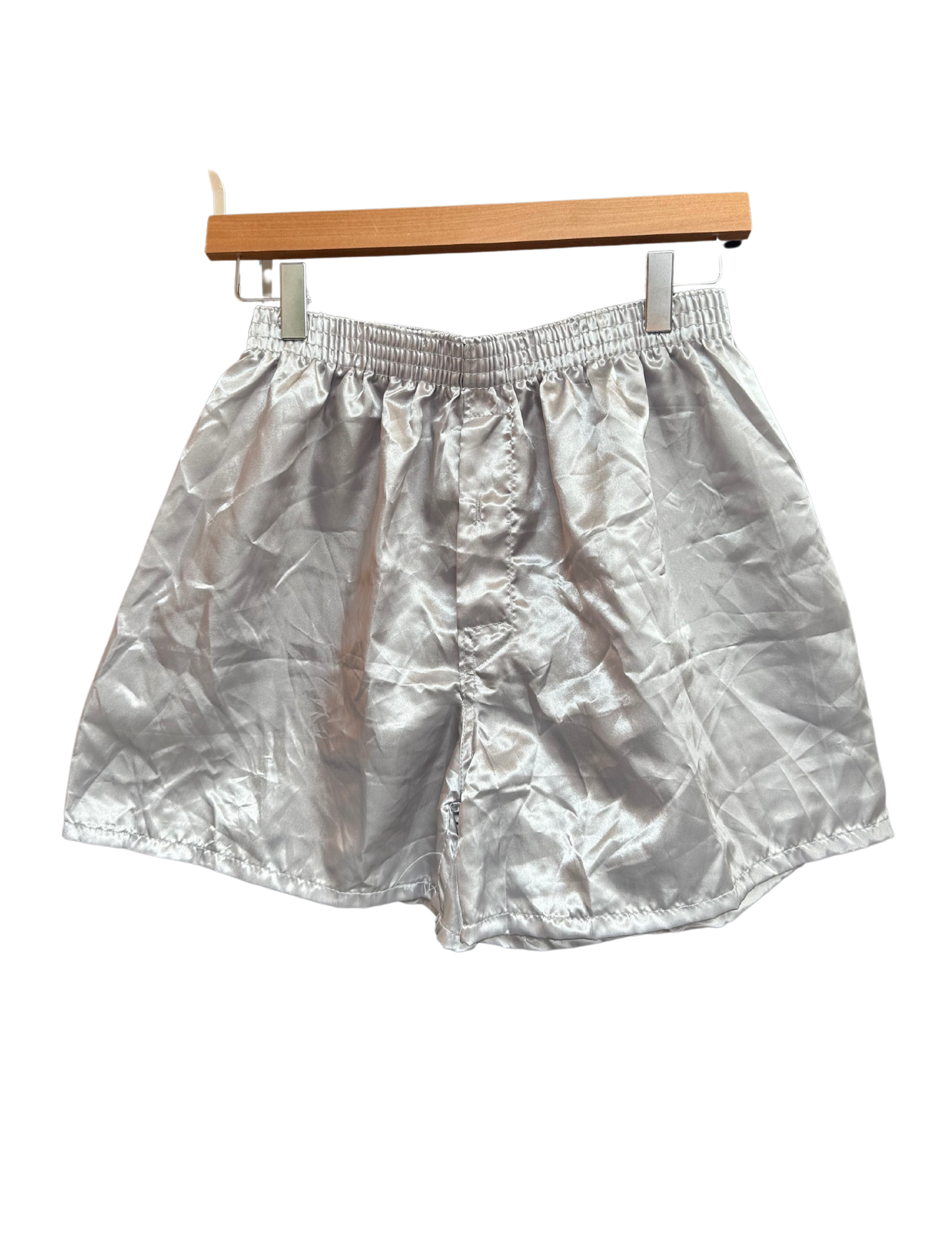 SILVER SATIN EFFECT BOXER SHORT SMALL