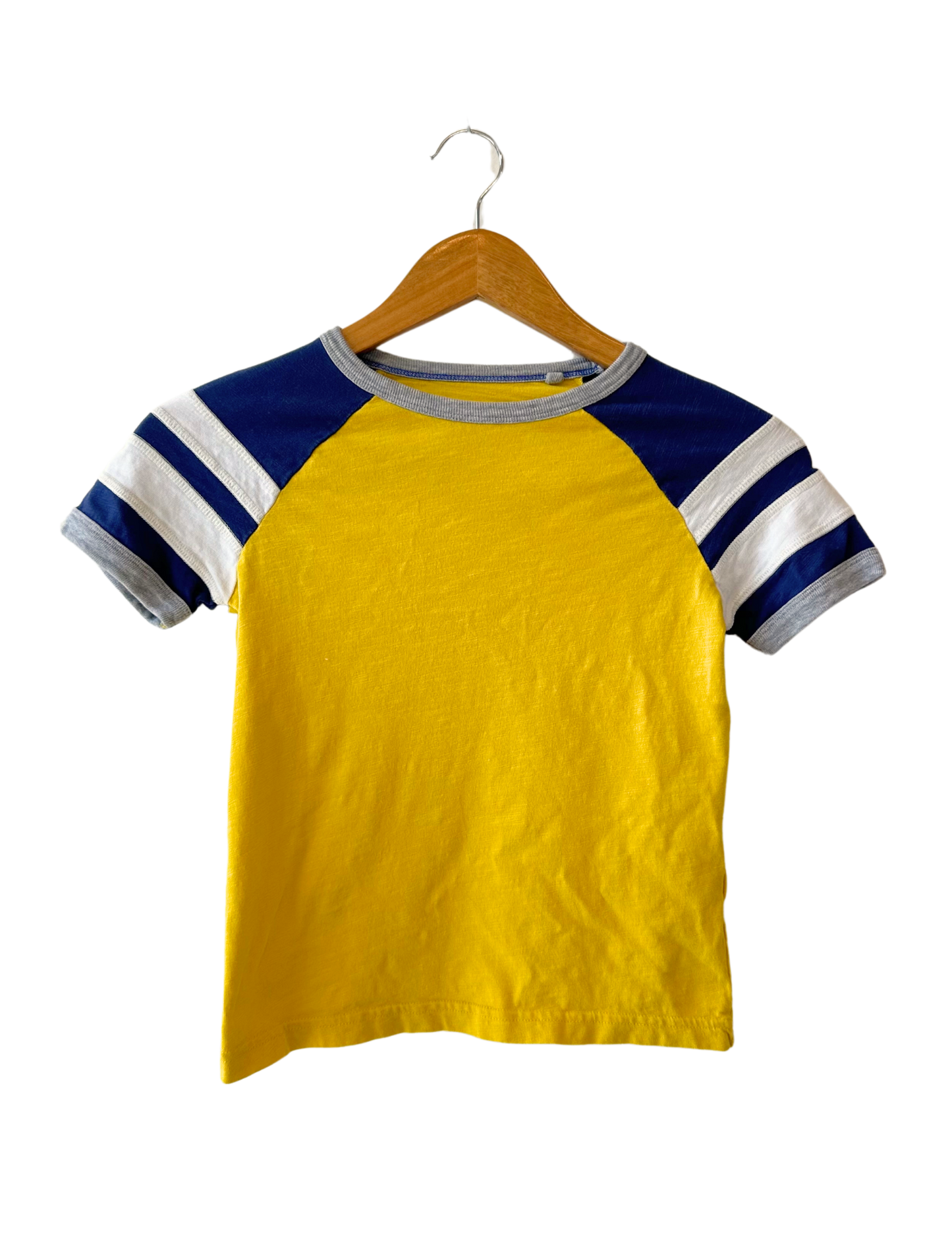 YELLOW AND NAVY BABY TEE XS