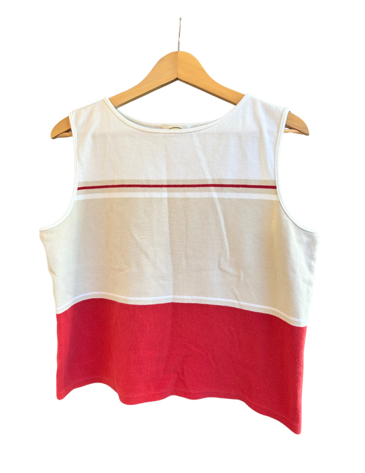 RED AND CREAM KNIT TANK MEDIUM