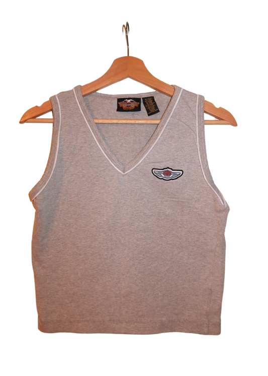 HARLEY DAVIDSON GREY CROPPED TANK MEDIUM