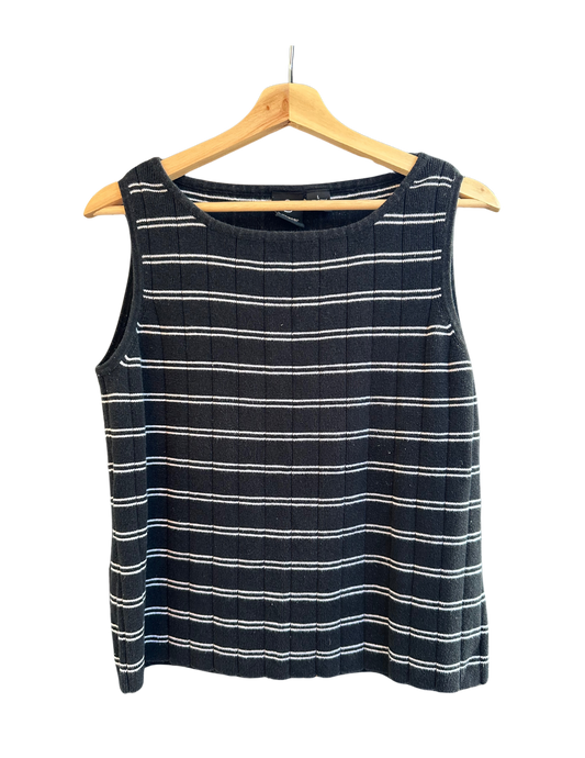 BLACK STRIPE KNIT TANK MEDIUM