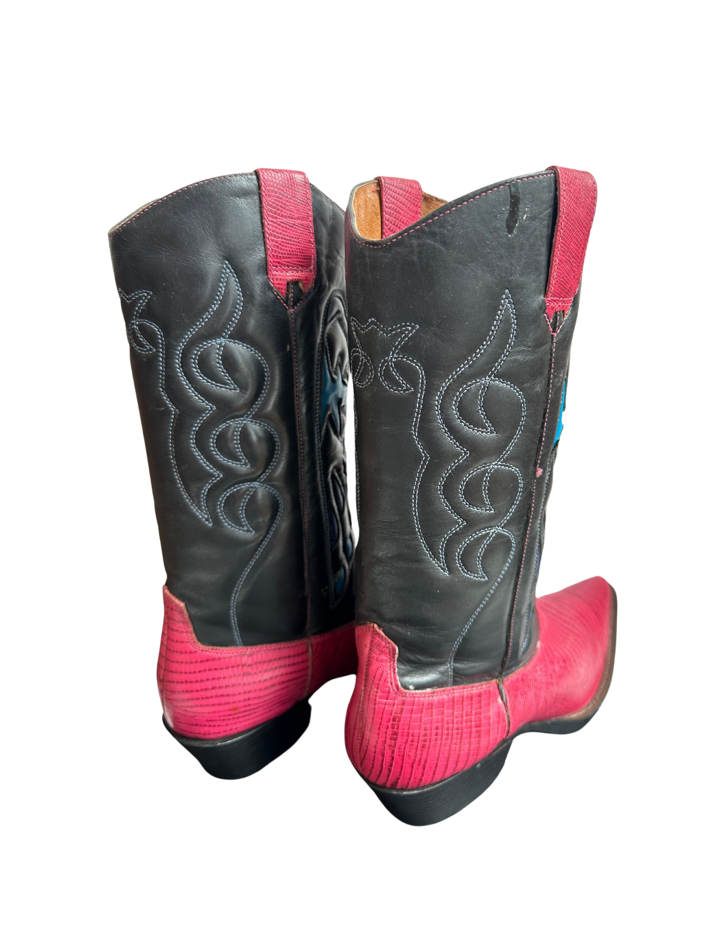 PINK AND BLACK INLAY BOOTS SIZE 7