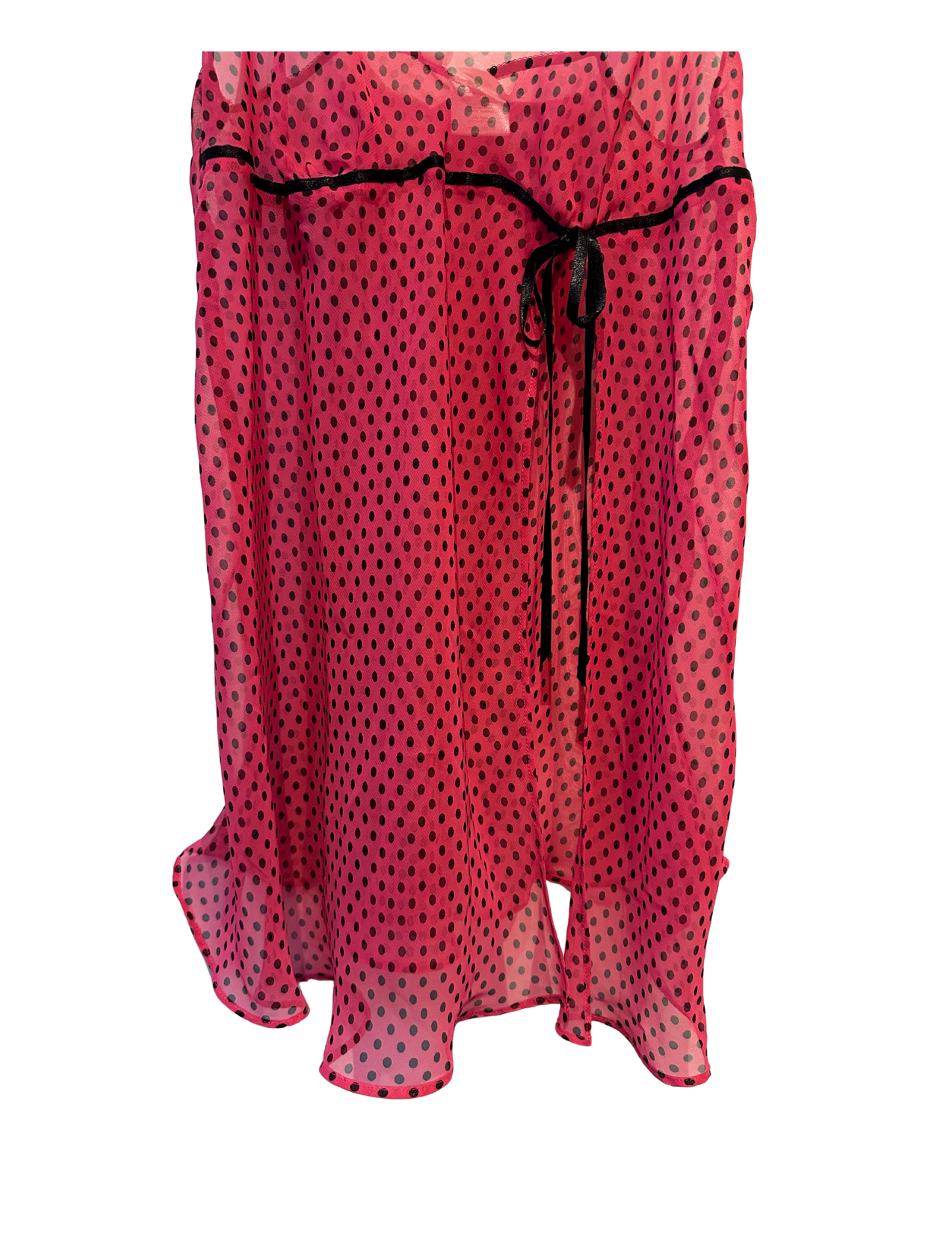 HOT PINK POLKA DOT HIGH SLIT SLIP SMALL