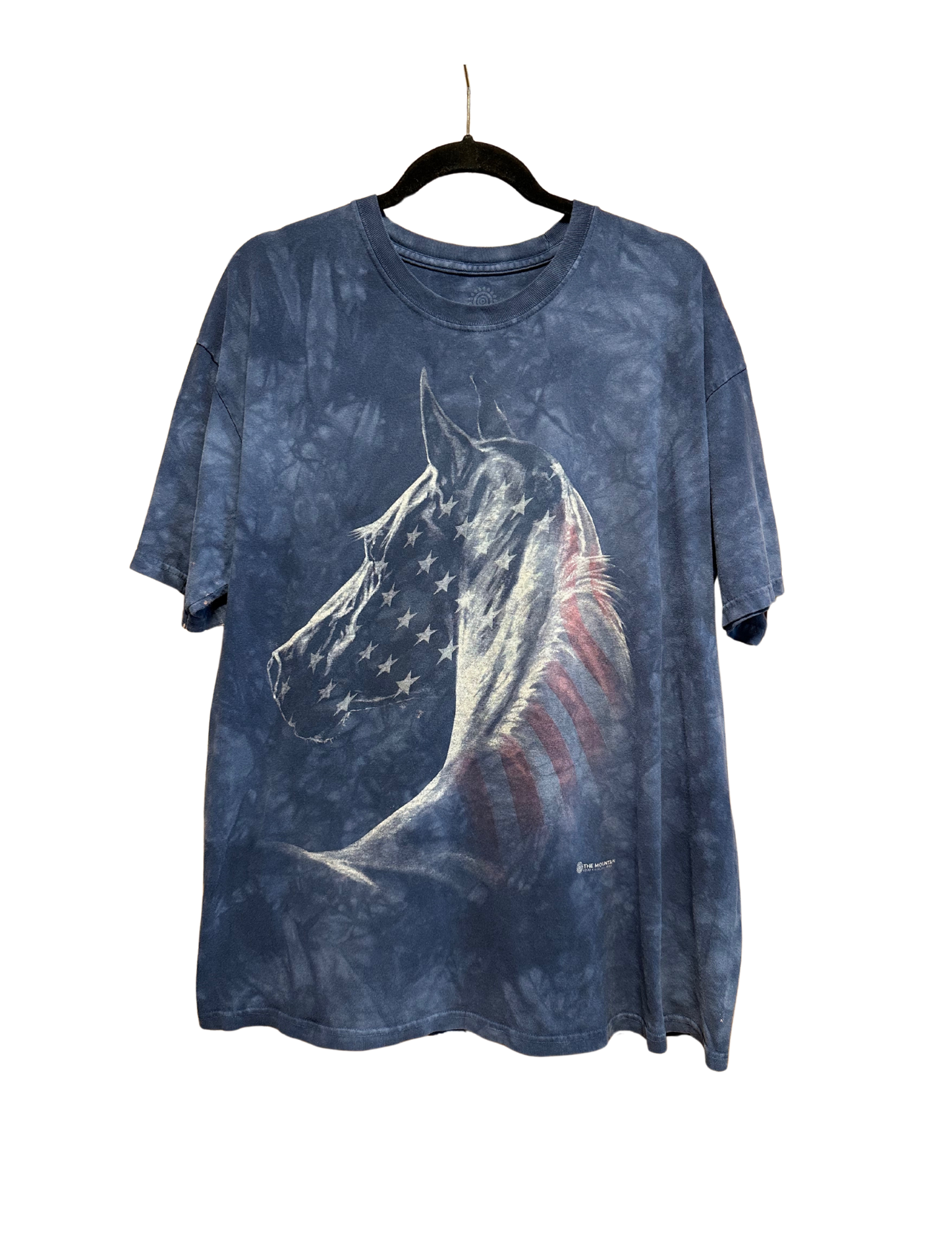 HORSE AMERICAN FLAG NAVY TIE-DYE TSHIRT XL