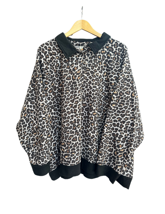 LEOPARD POLO COLLARED CREWNECK 2XL