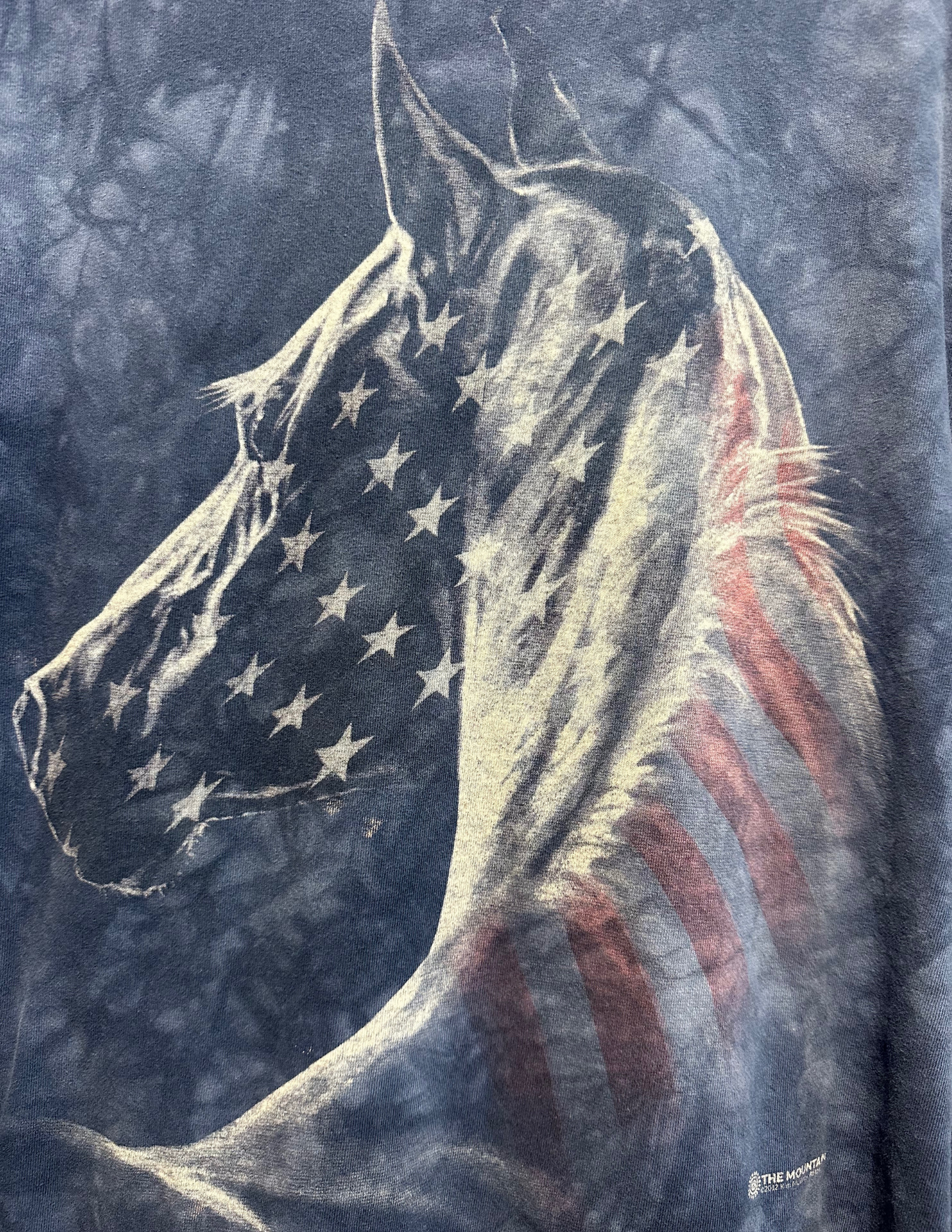 HORSE AMERICAN FLAG NAVY TIE-DYE TSHIRT XL