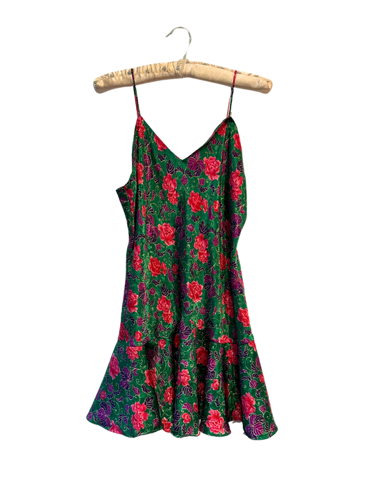 GREEN AND PINK FLORAL SLIP LARGE