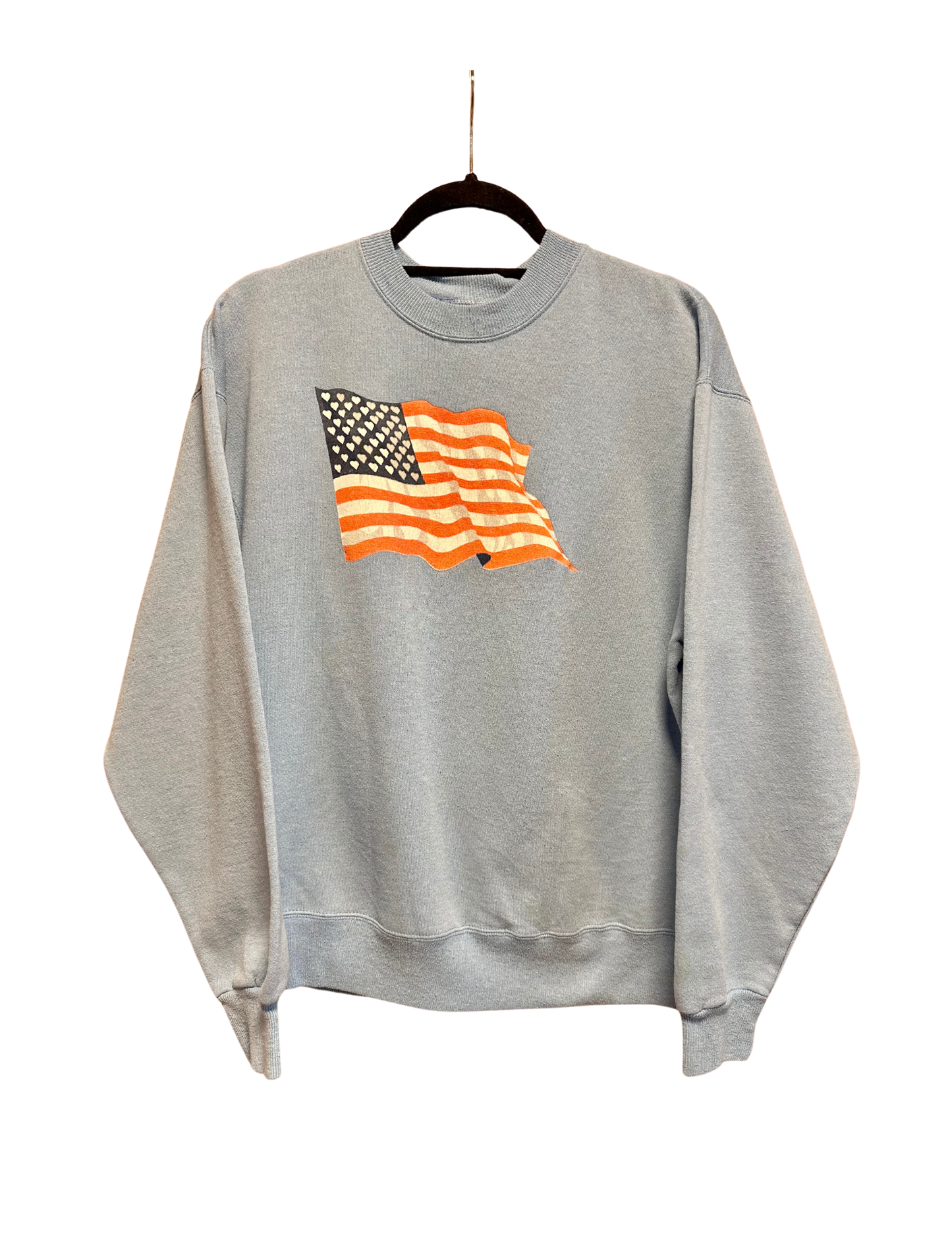 AMERICAN FLAG BABY BLUE CREWNECK LARGE